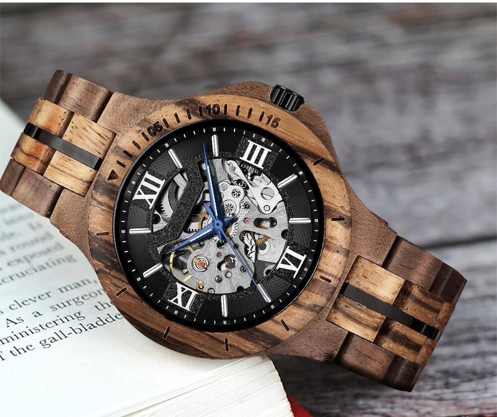 Mechanical Wooden Watch Walnut Wood