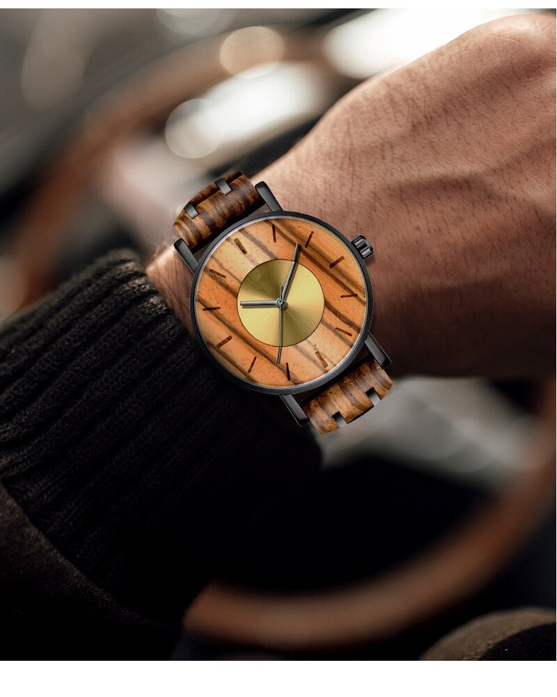 Curved Dial Zebra Wood Black