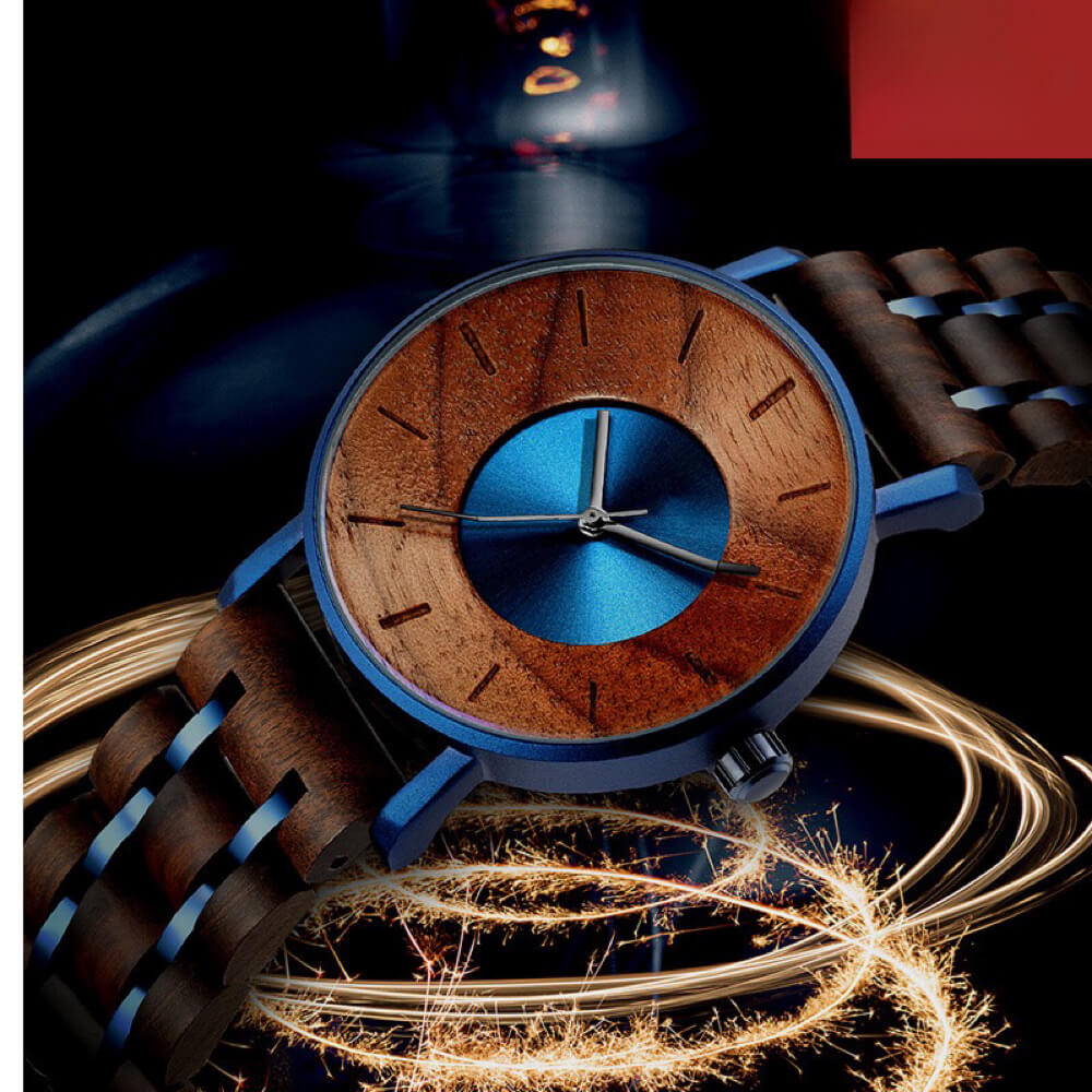 Curved Dial Walnut Blue