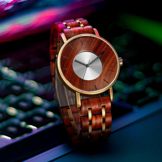 Curved Dial Red Sandalwood Gold
