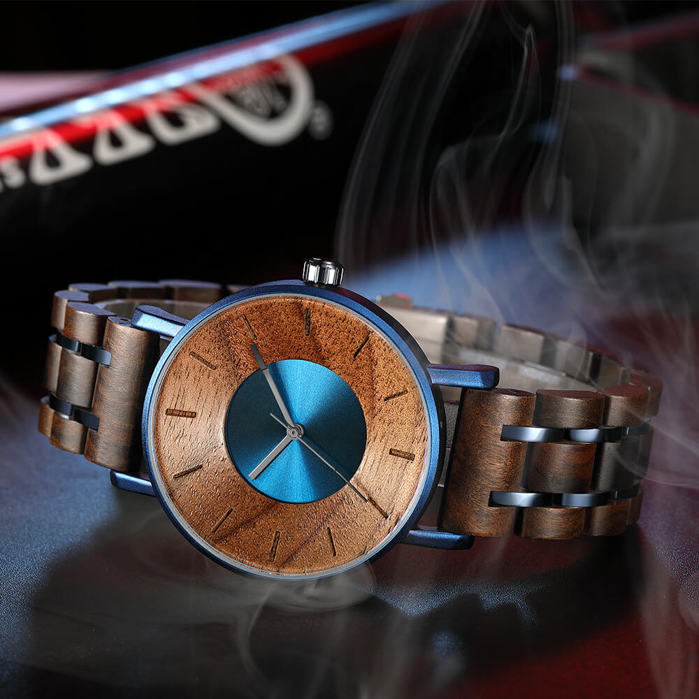 Curved Dial Walnut Blue