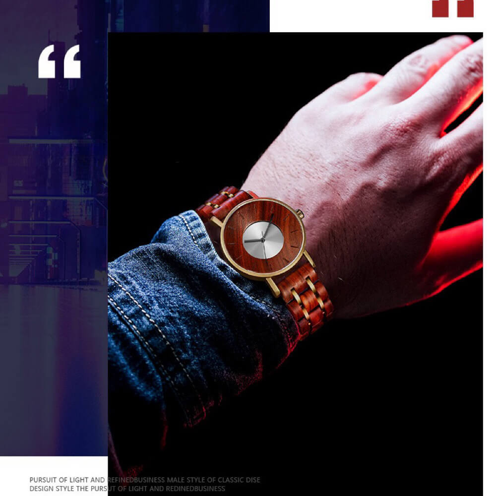 Curved Dial Red Sandalwood Gold