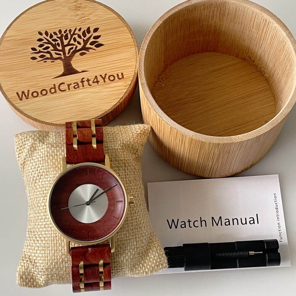 Curved Dial Red Sandalwood Gold