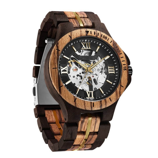 Mechanical Wooden Watch Zebra Wood