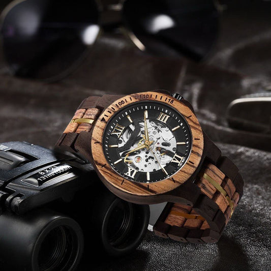 Mechanical Wooden Watch Zebra Wood
