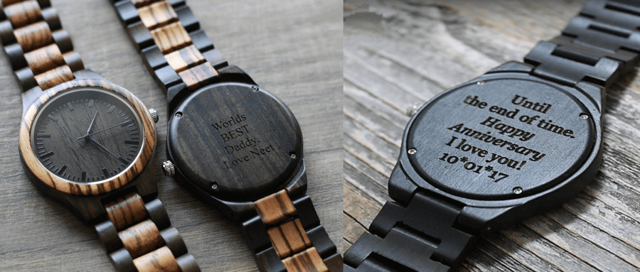 Engraved wooden watches clearance