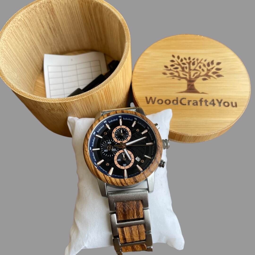 Multi-function Watch Zebra Wood