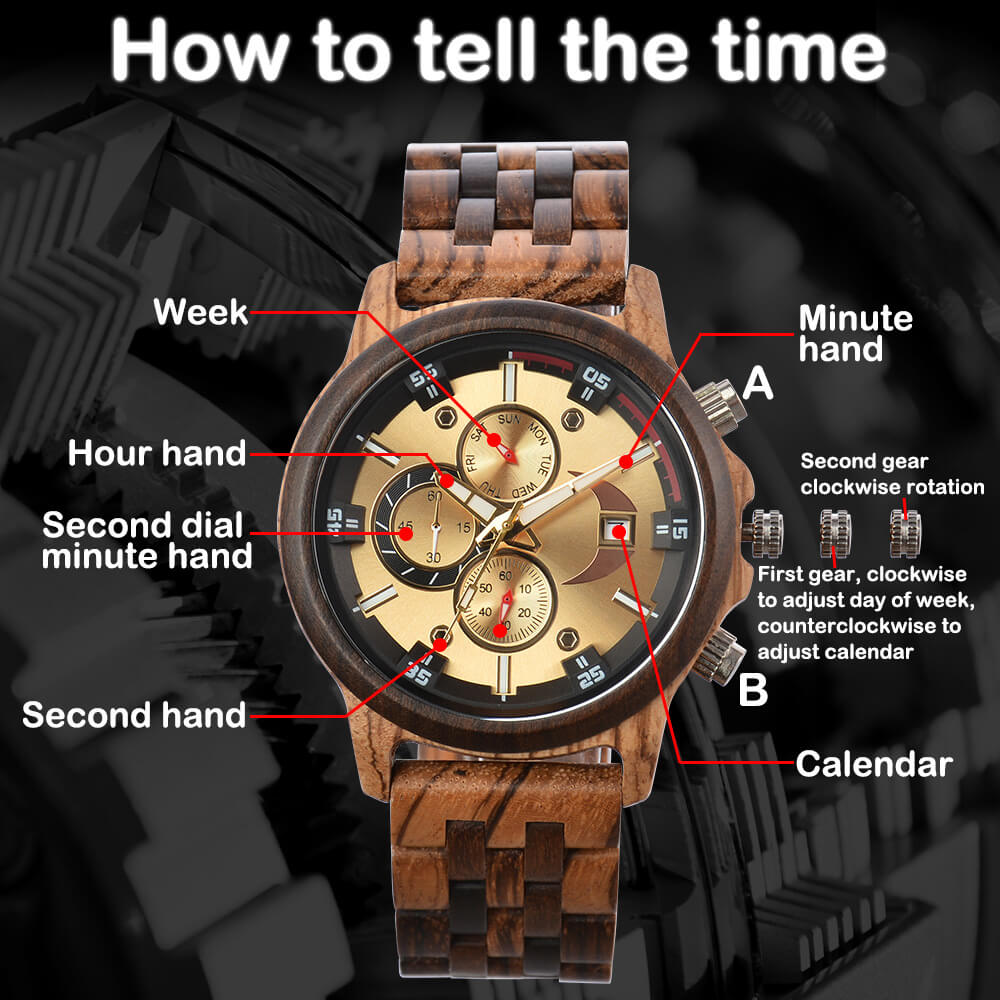 Triple Dial Wood Watch - WoodCraft4You