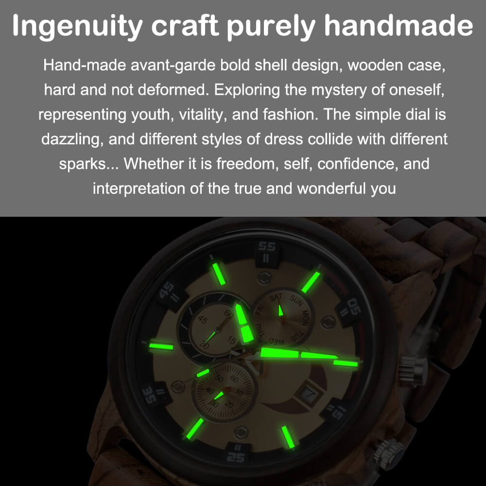 Triple Dial Wood Watch - WoodCraft4You